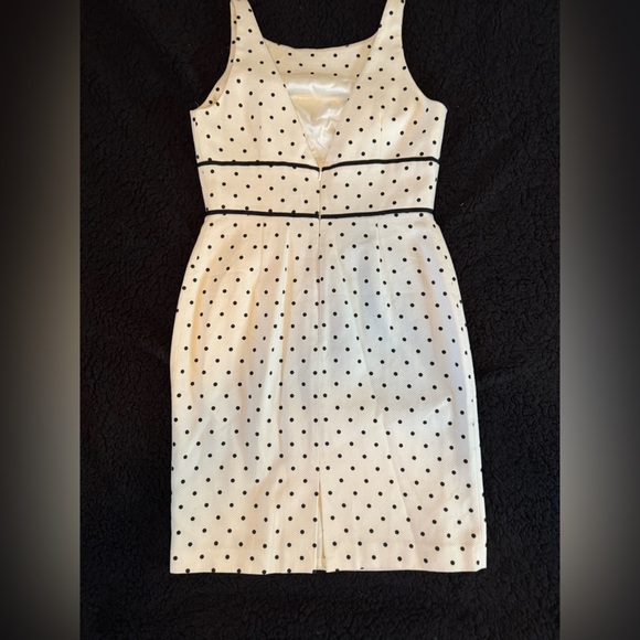 Carmen Marc Valvo White and Black Dotted Mini Dress - Picture 6 of 10